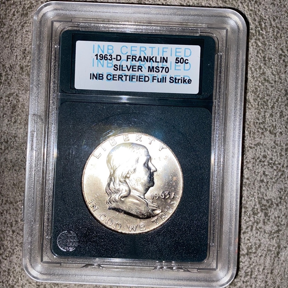 1963-D SILVER Franklin Half Dollar MS70 RARE FULL STRIKE FBL